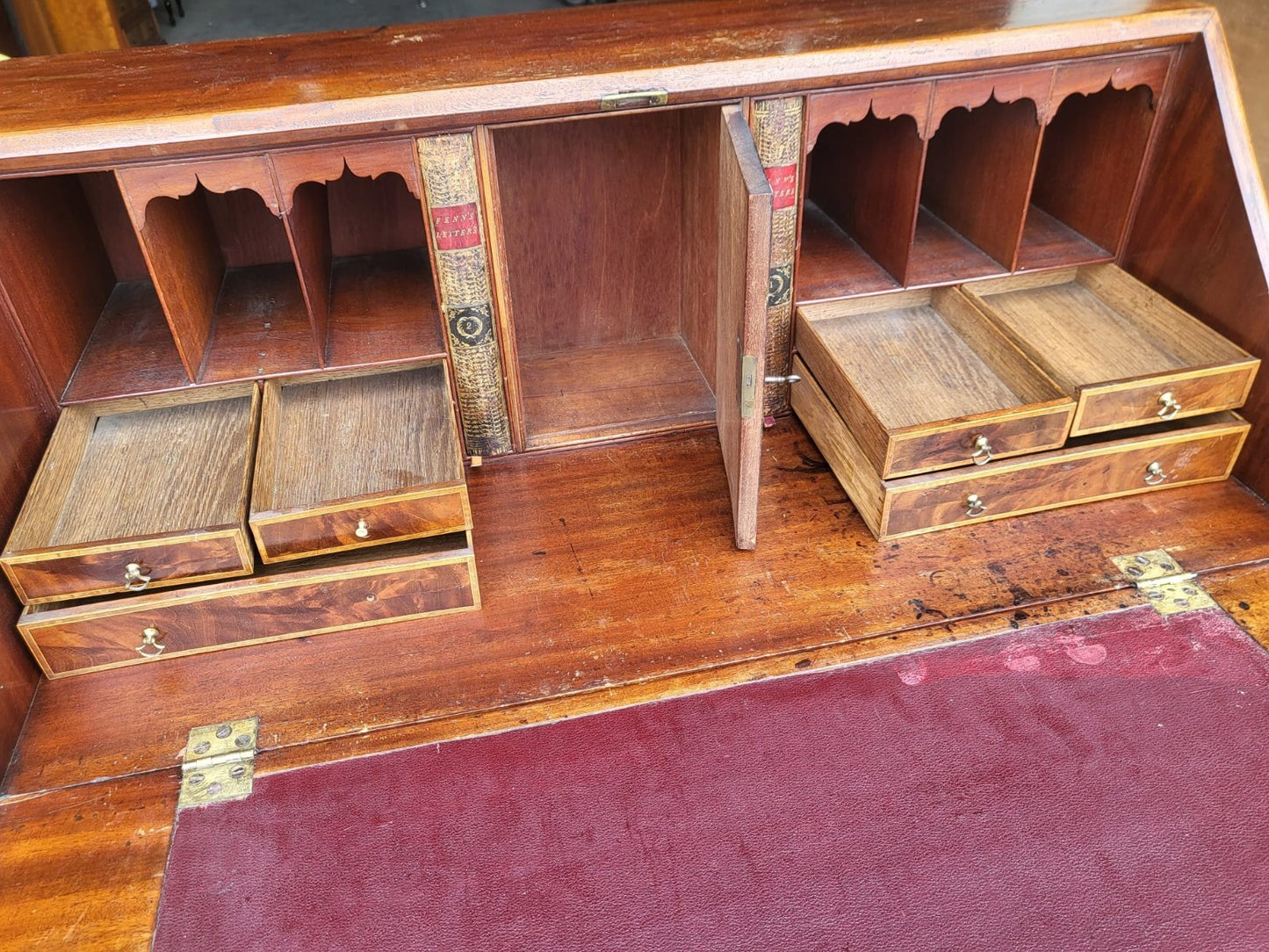 Antique mahogany small bureau desk drawers dressing table