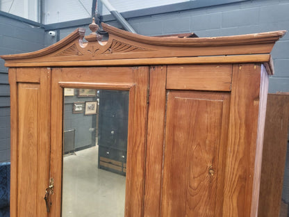 Antique Edwardian walnut single mirrored door double wardrobe bedroom