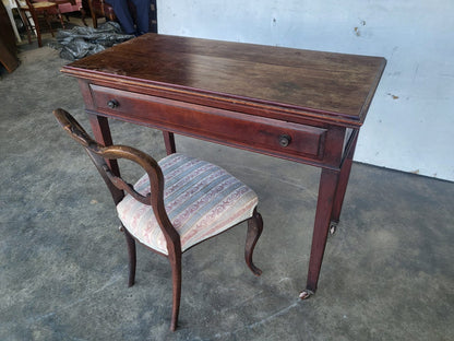 Antique Victorian single drawer writing hall table desk castors