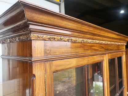 Antique Edwardian glazed bookcase cabinet drawers cupboard shelves