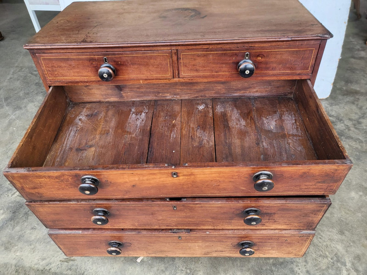 Antique Georgian mahogany 2 over 3 chest of drawers bun feet