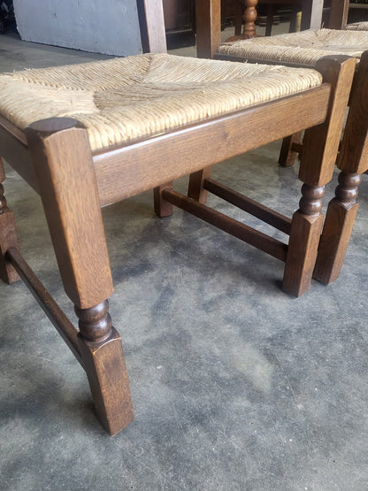 Six rush seat bar back dining chairs cottage style