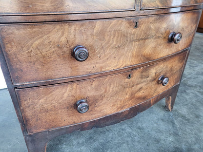 Antique Victorian small bow front 2 over 2 chest of drawers