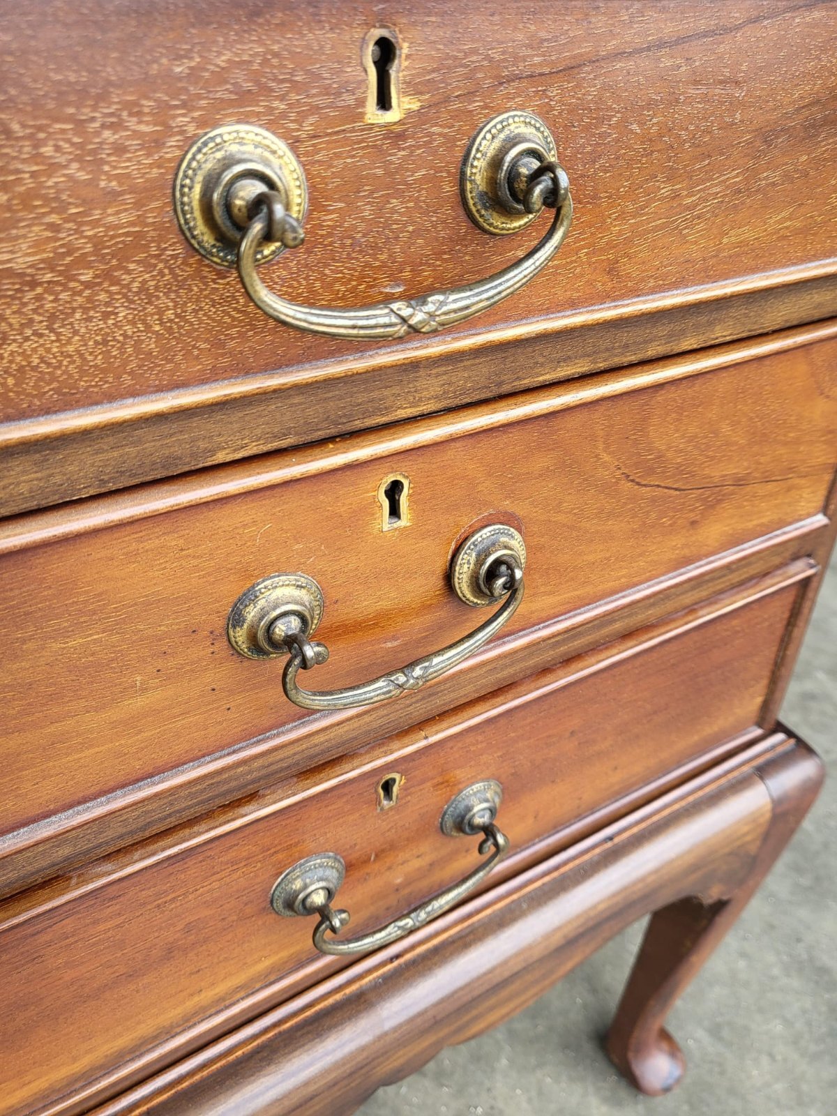 Antique Victorian tall glazed side end cabinet drawers cabriole legs