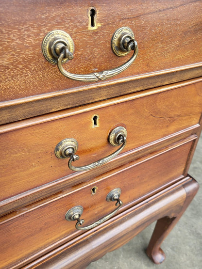 Antique Victorian tall glazed side end cabinet drawers cabriole legs