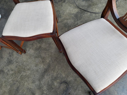Antique repro six shield back dining chairs 2x carvers cream