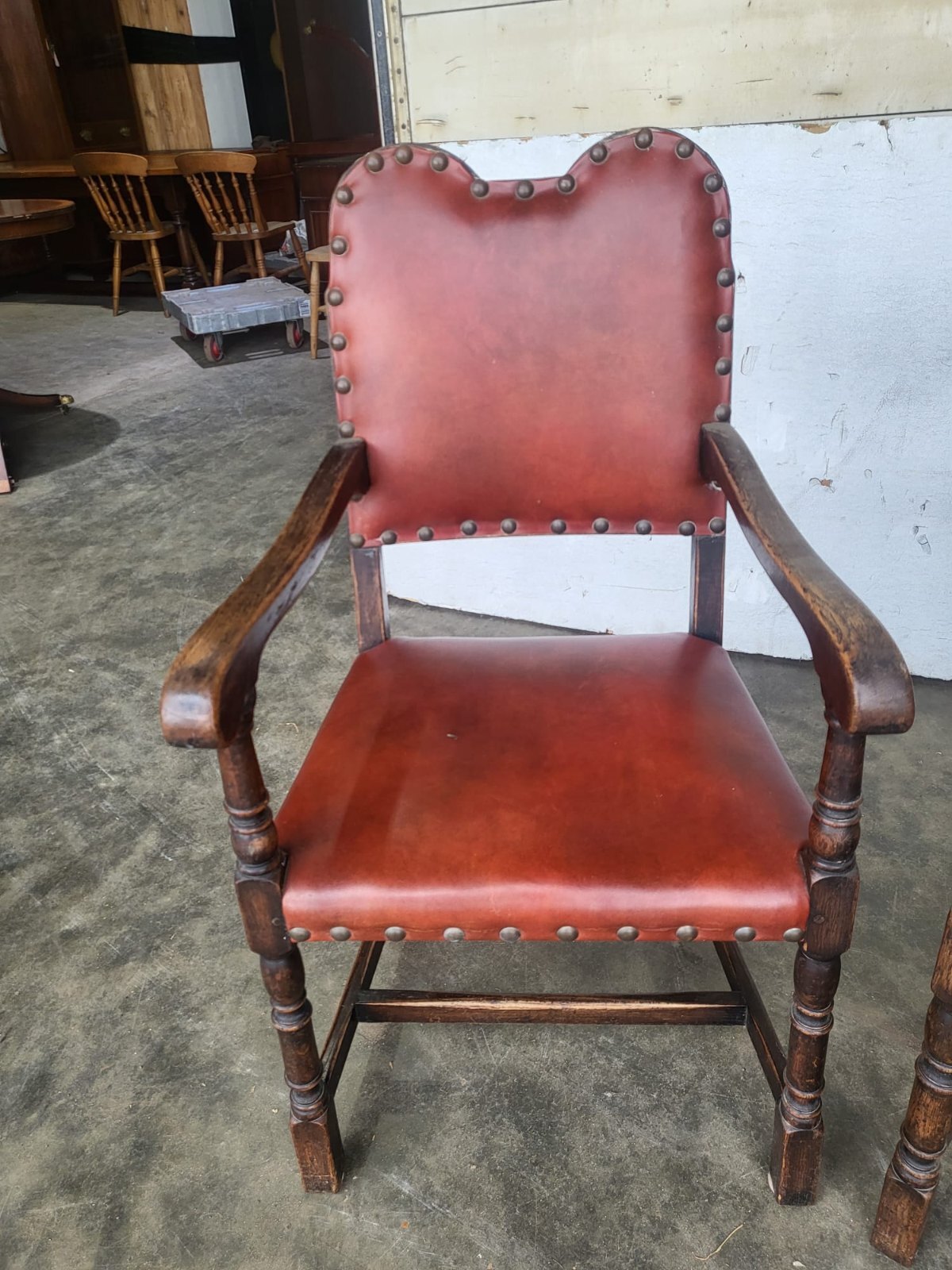 Pair vintage camel back carver chairs arm chairs turned legs red