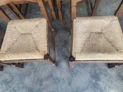 Six rush seat bar back dining chairs cottage style