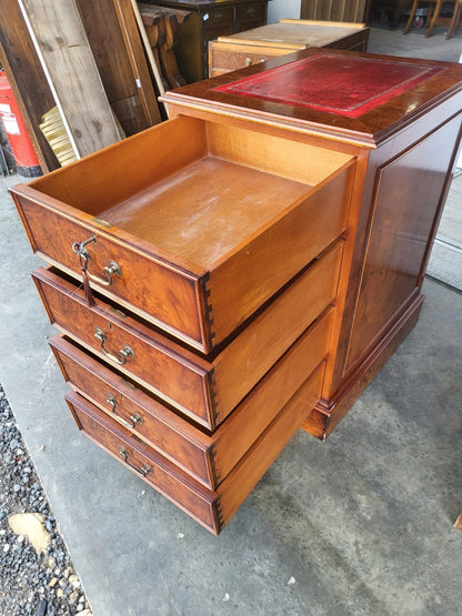 2 x antique repro filing cabinet leather top drawers file drawers PRICE X 1
