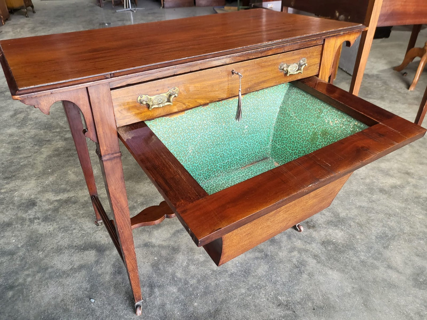 Antique Edwardian single drawer work sewing hall table desk
