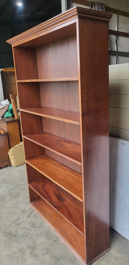 Antique repro large freestanding open bookcase adjustable shelves