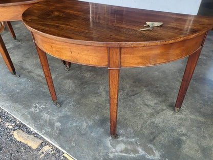 Antique Georgian mahogany round dining table 2xD end tables seat 6