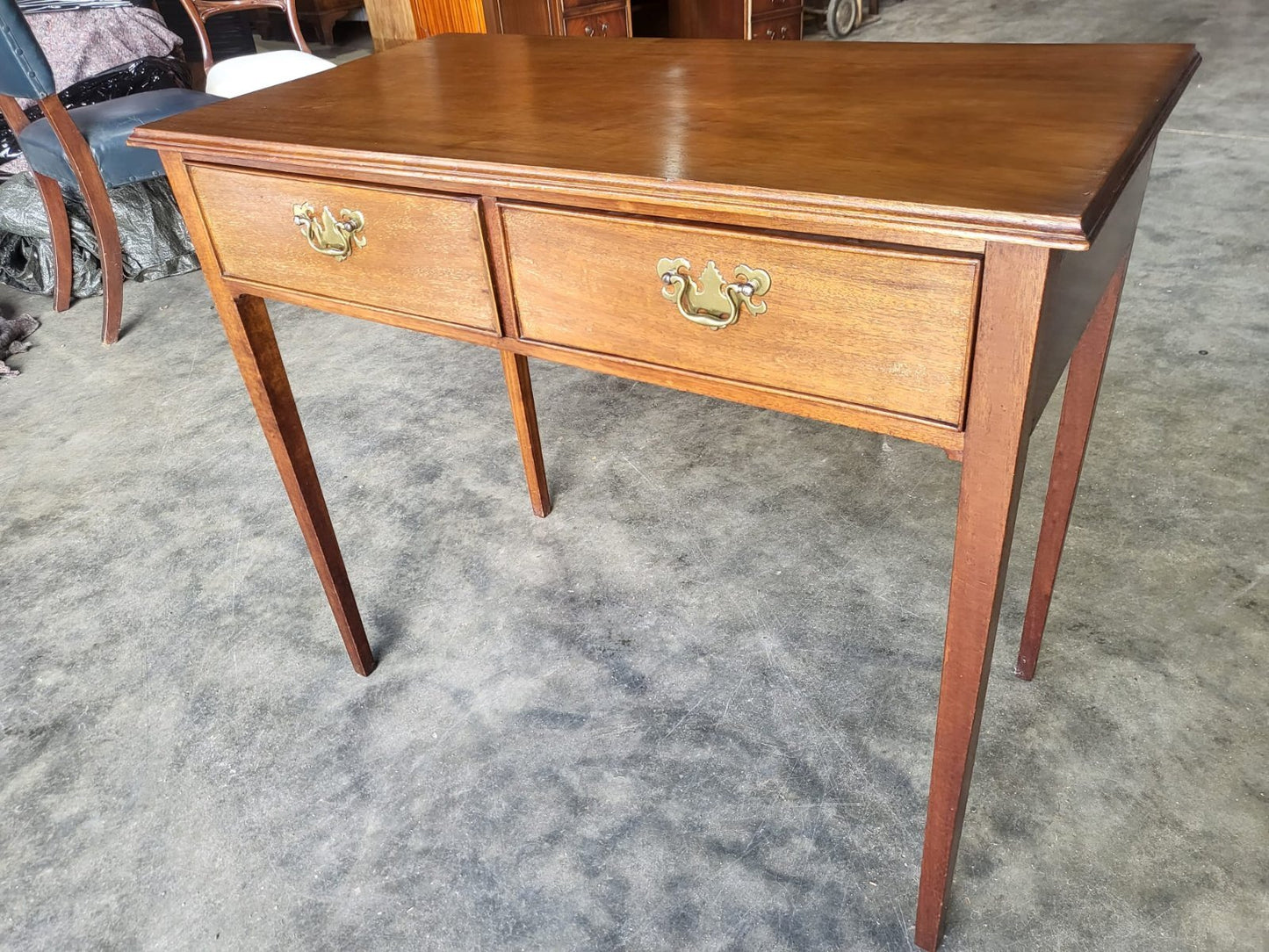 Antique Edwardian small 2 drawer desk serving hall table