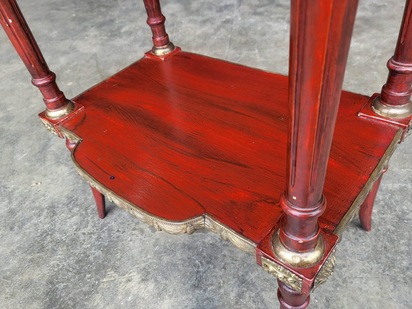 Vintage French 2 tier side end table brass gallery