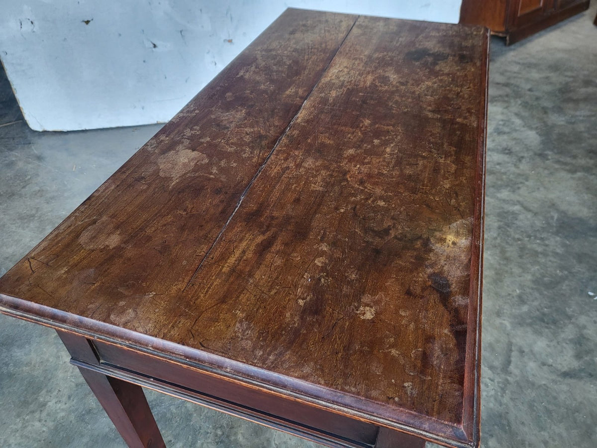 Antique Victorian single drawer writing hall table desk castors