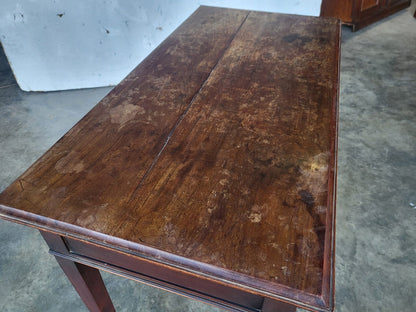 Antique Victorian single drawer writing hall table desk castors