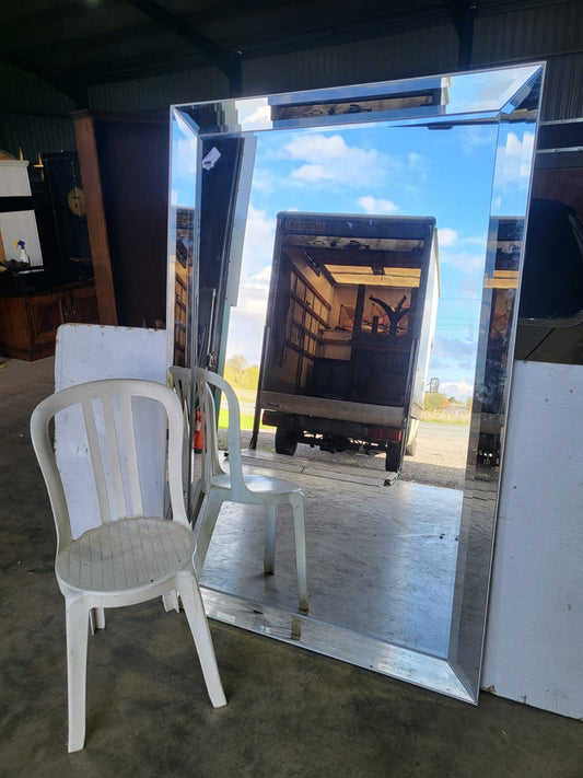 Large freestanding rectangular mirror mirrored glass frame