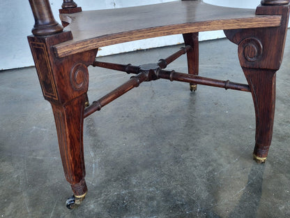 Antique Victorian Rosewood octagonal inland 2 tier side lamp occasional table