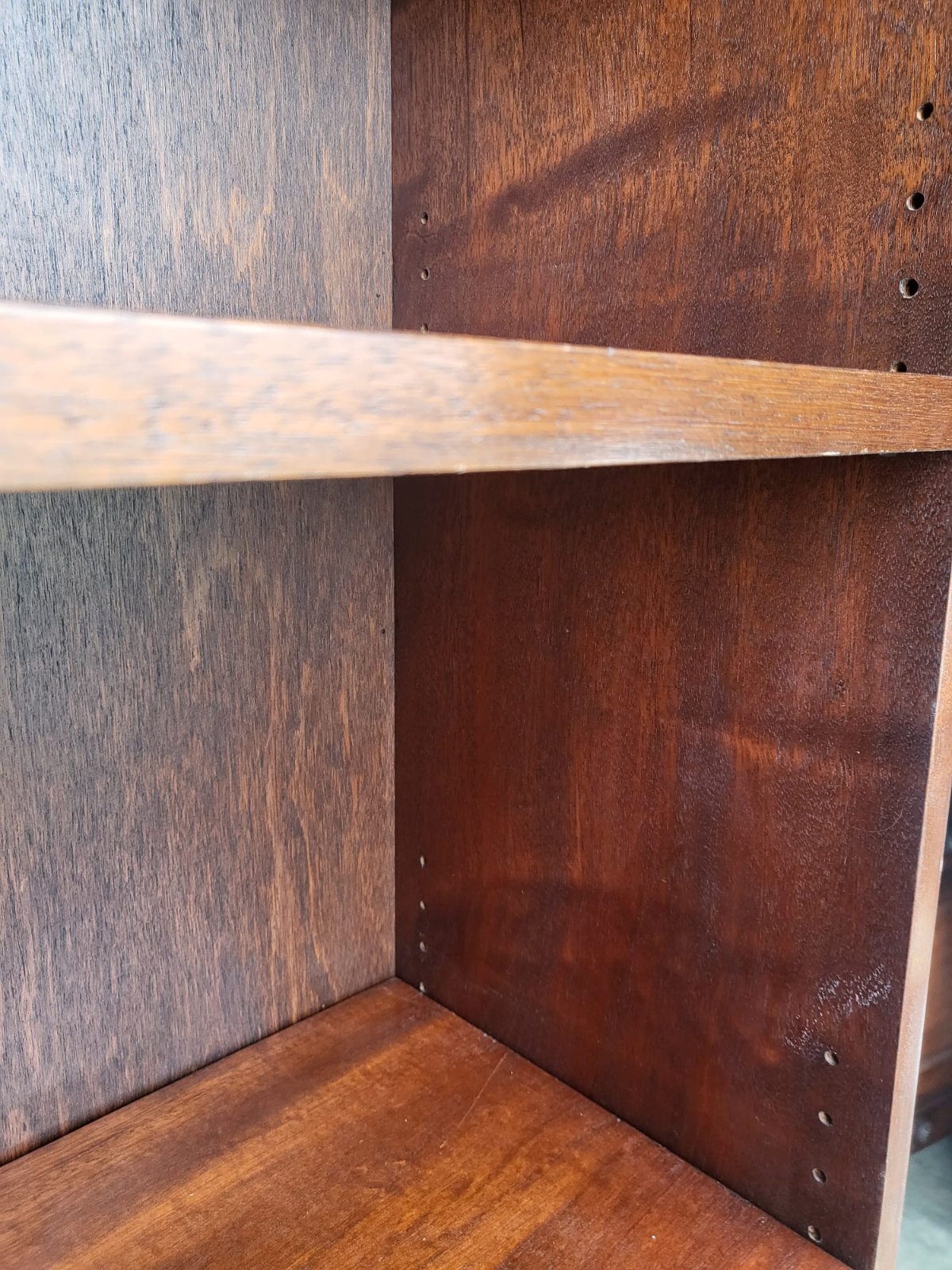 Antique repro large freestanding open bookcase adjustable shelves