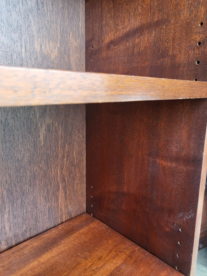 Antique repro large freestanding open bookcase adjustable shelves