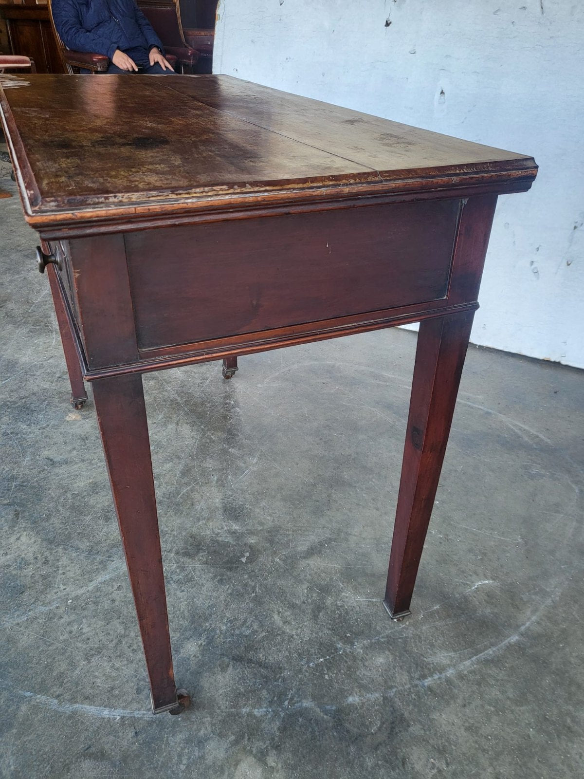 Antique Victorian single drawer writing hall table desk castors
