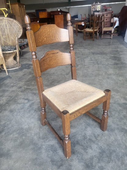 Six rush seat bar back dining chairs cottage style