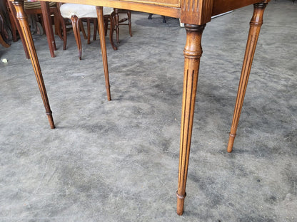 Antique repro walnut convex hall side serving table 2 drawers