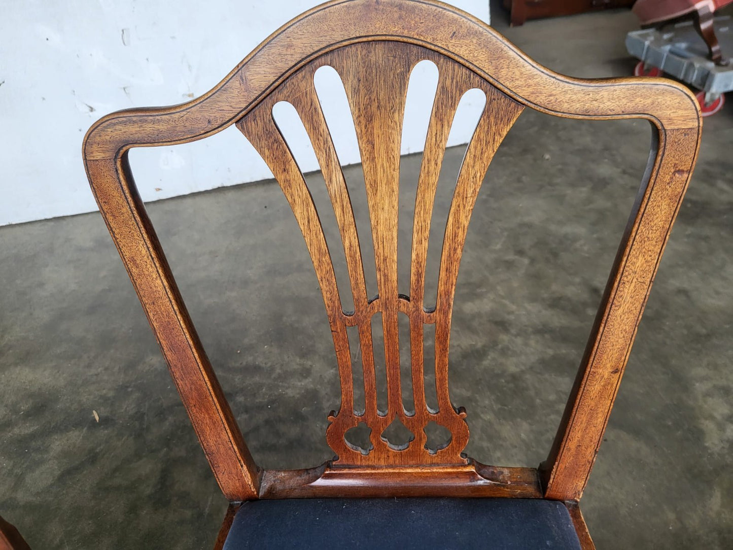 Four 4 antique Georgian mixed dining chairs drop in seats