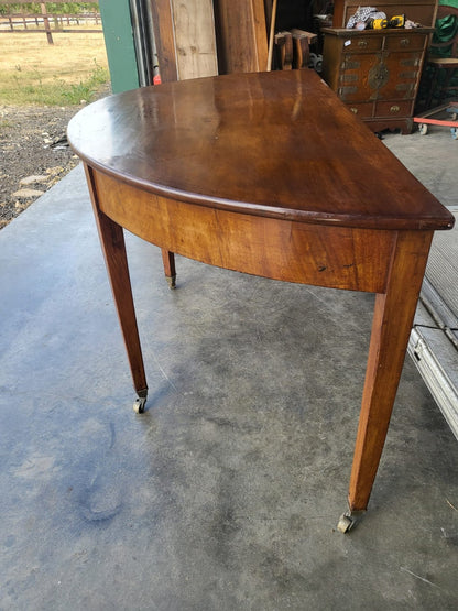 Antique Victorian large demi lune table hall side end desk