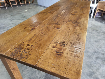 Large rustic pine dining table seat 10 two drawers square legs