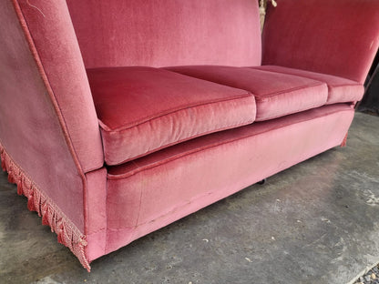 Vintage Pink 3 seat drop arm knole sofa settee day bed foam cushions