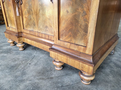 Antique mahogany small break front glazed bookcase cabinet cupboard