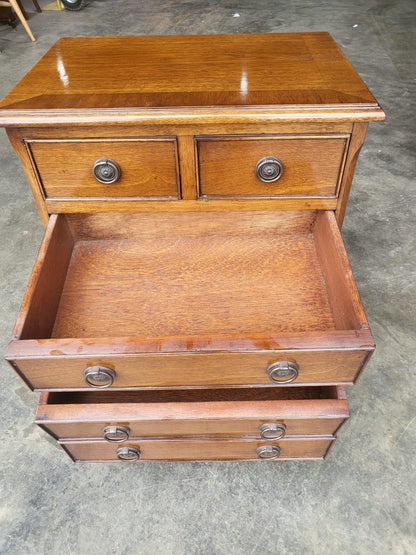 Small antique repro 2 over 3 side end chest of drawers
