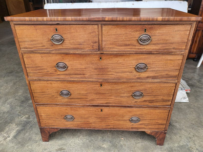 Antique Edwardian 2 over 3 chest of drawers bracket feet