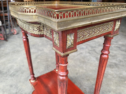 Vintage French 2 tier side end table brass gallery