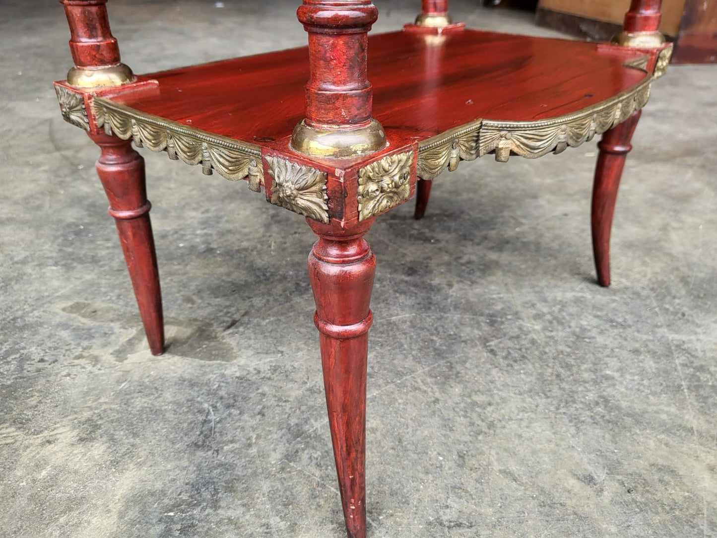 Vintage French 2 tier side end table brass gallery