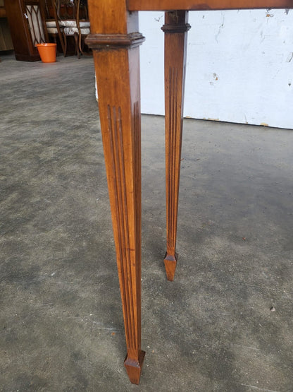Antique repro Yew small breakfront table desk drawer
