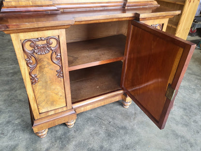 Antique mahogany small break front glazed bookcase cabinet cupboard
