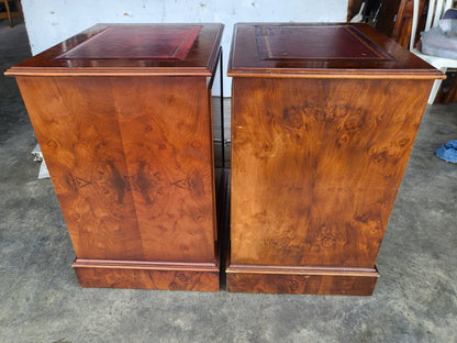 2 x antique repro filing cabinet leather top drawers file drawers PRICE X 1