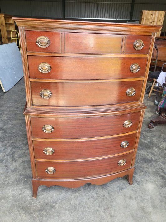 Antique repro bow front chest on chest chest of drawers splayed legs
