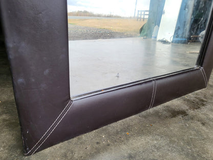 Large tall freestanding mirror leather faux ?  frame 6'x7"x3'