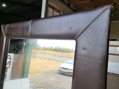 Large tall freestanding mirror leather faux ?  frame 6'x7"x3'