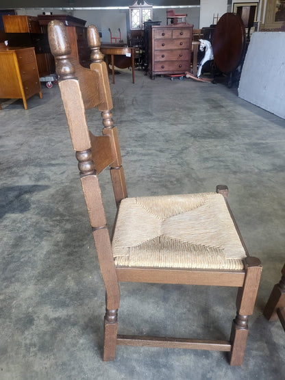 Six rush seat bar back dining chairs cottage style