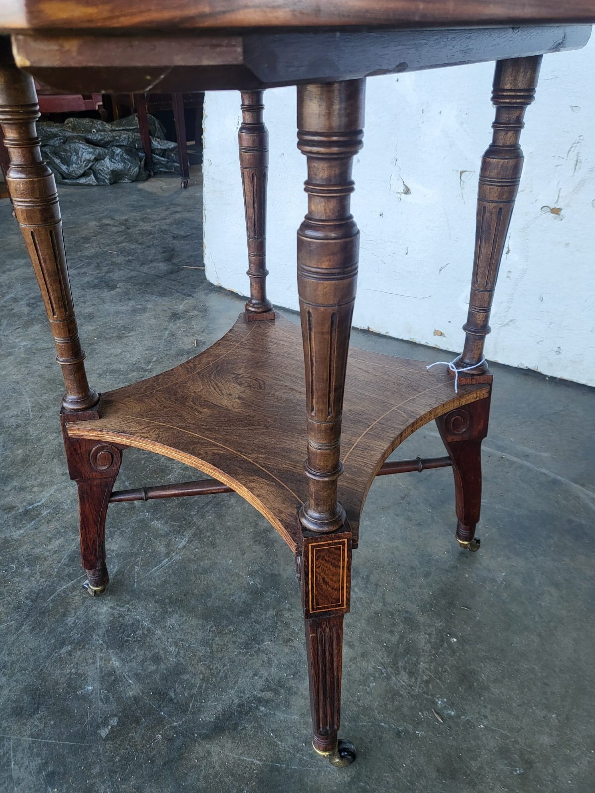 Antique Victorian Rosewood octagonal inland 2 tier side lamp occasional table