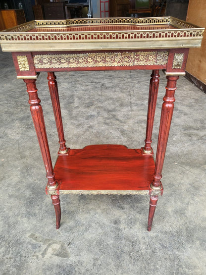 Vintage French 2 tier side end table brass gallery