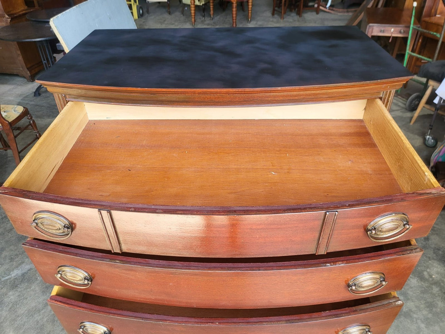 Antique repro bow front chest on chest chest of drawers splayed legs