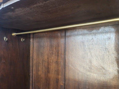 Antique mahogany bow front inlaid 2 x door wardrobe splayed legs