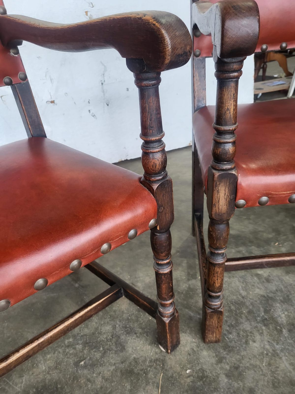 Pair vintage camel back carver chairs arm chairs turned legs red