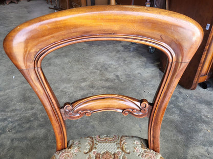 Four antique Victorian balloon back dining chairs floral seats