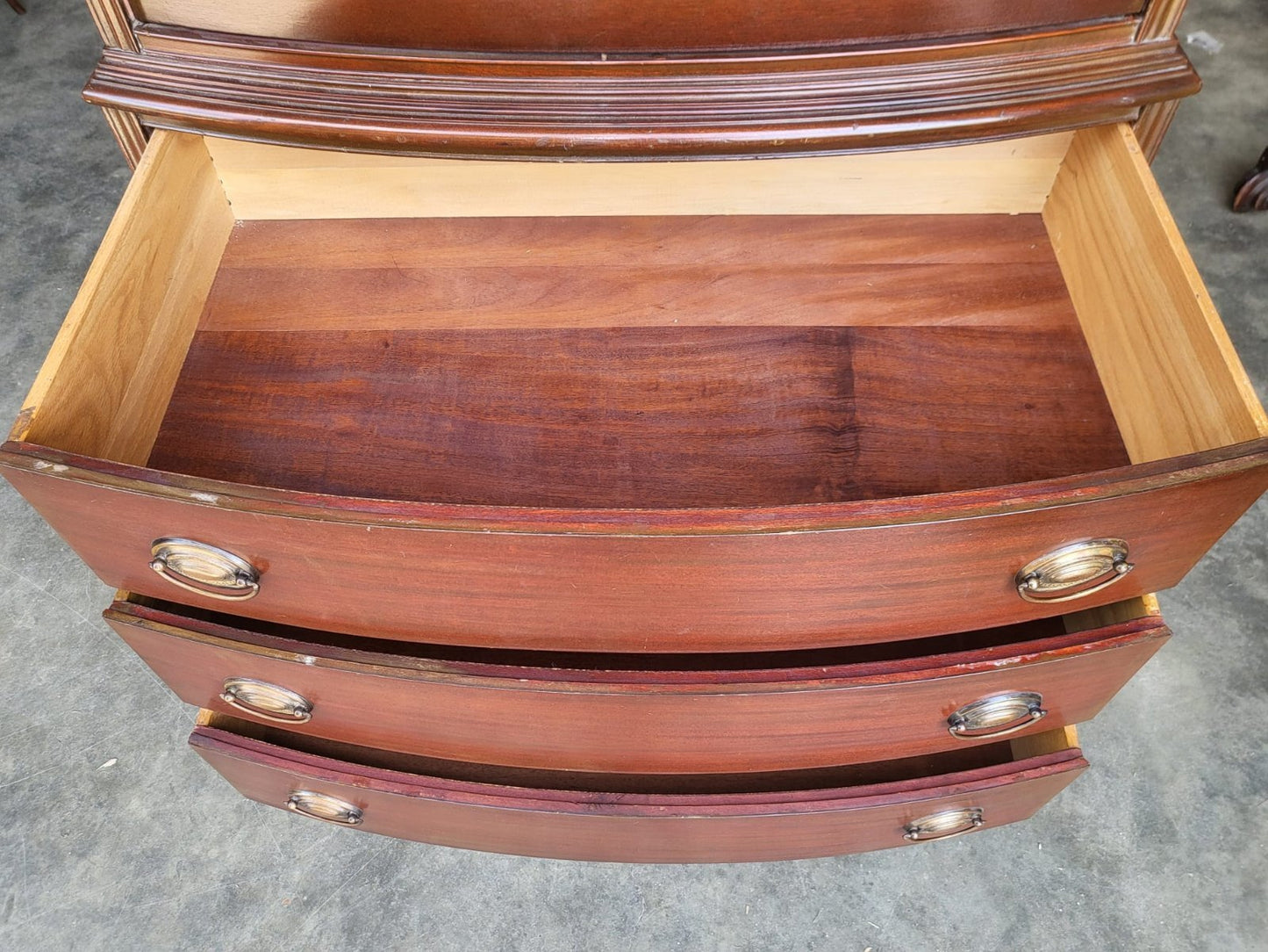 Antique repro bow front chest on chest chest of drawers splayed legs